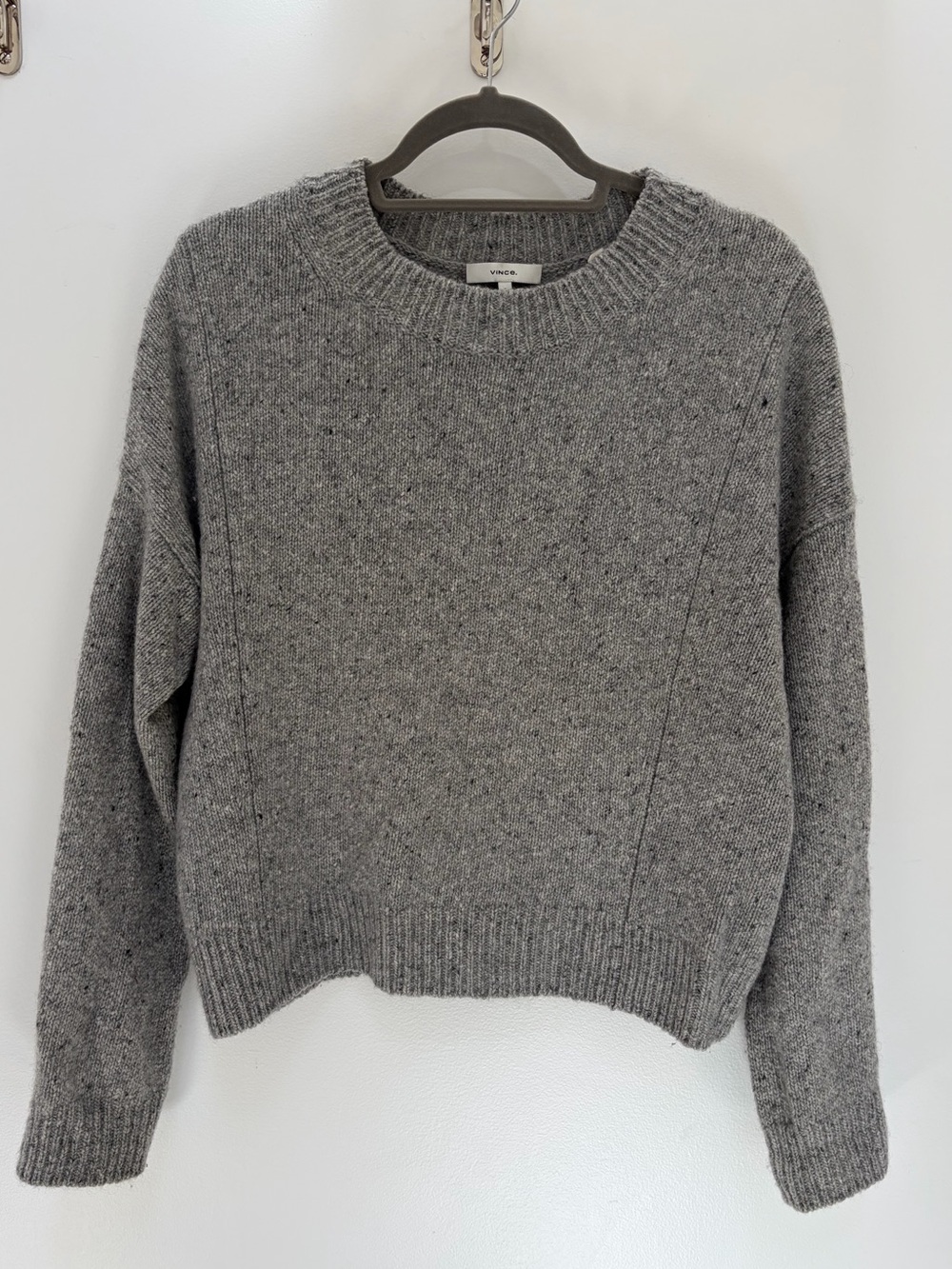 Vince 100% Cashmere Chunky Heather Gray Pullover Sweater Sz S